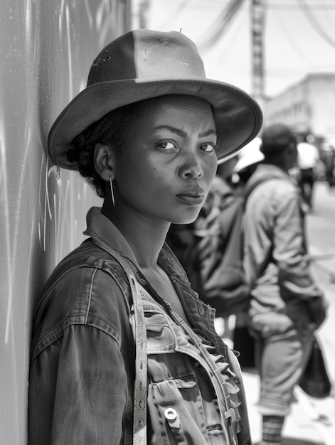 Foto gratuita el retrato monocromático de una hermosa mujer africana