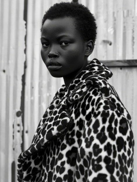 Foto gratuita el retrato monocromático de una hermosa mujer africana