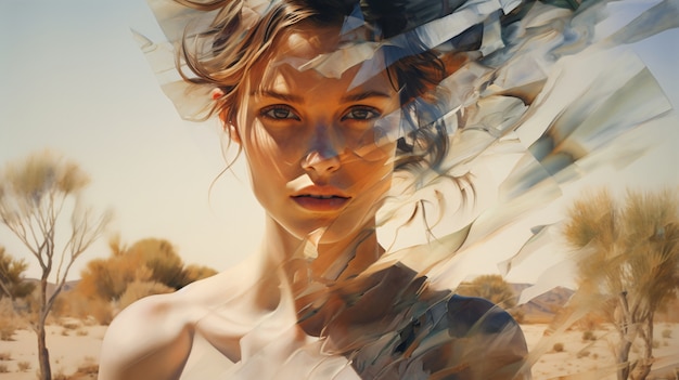 Retrato de una mujer adulta en estilo de arte digital