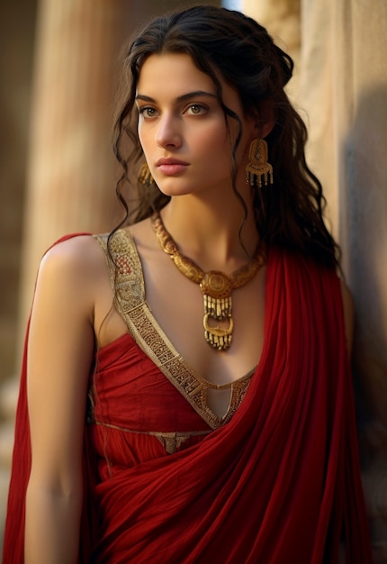 Foto gratuita retrato de mujer del antiguo imperio romano.