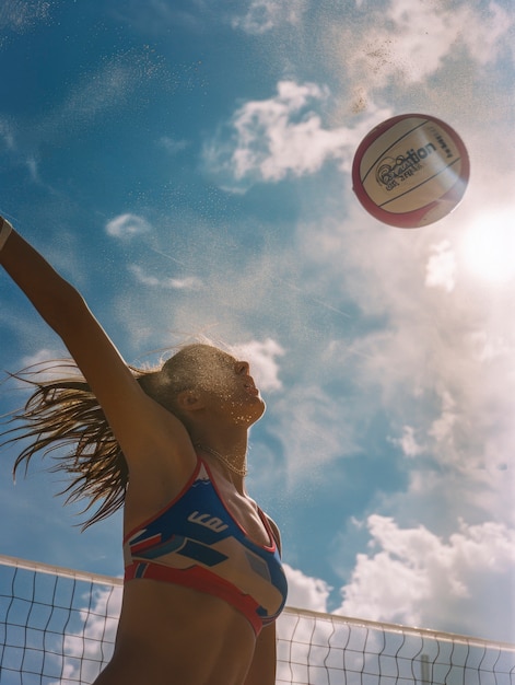 Foto gratuita retrato de una mujer compitiendo en el campeonato de los juegos olímpicos