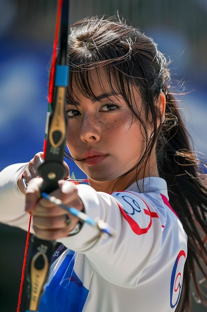 Retrato de una mujer compitiendo en los juegos olímpicos