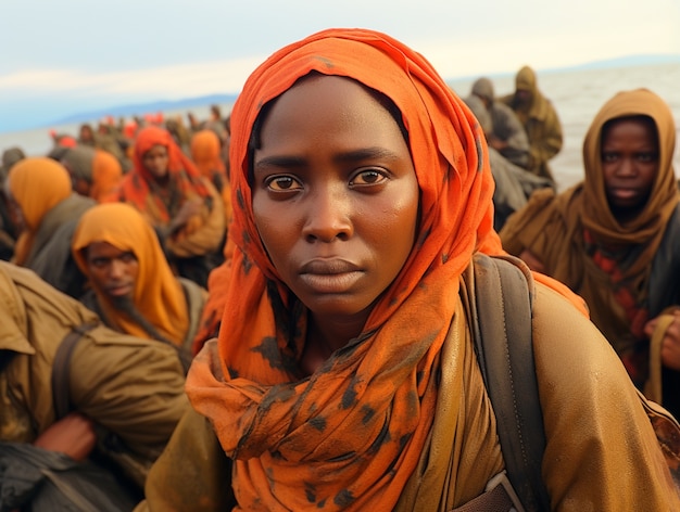 Foto gratuita retrato de mujer durante la crisis migratoria