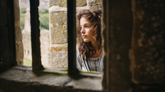 Foto gratuita retrato de mujer durante la época medieval