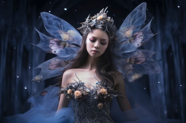 Retrato de mujer con estética fairycore