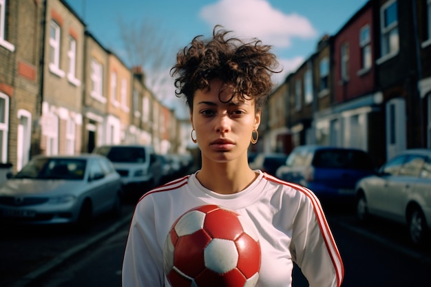 Foto gratuita retrato de mujer futbolista