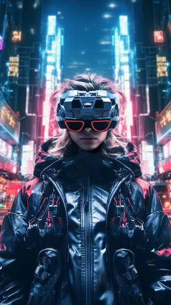 Retrato de mujer guerrera cyberpunk