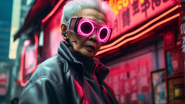 Retrato de mujer guerrera cyberpunk