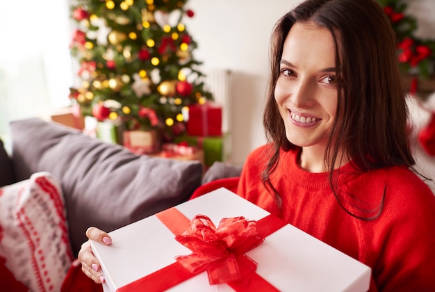 Retrato de mujer hermosa en Navidad