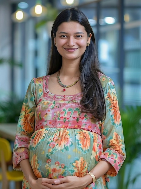 Foto gratuita retrato de una mujer india embarazada