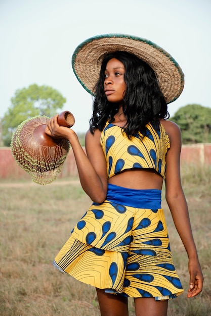 Retrato, mujer joven, vestido, para, carnaval