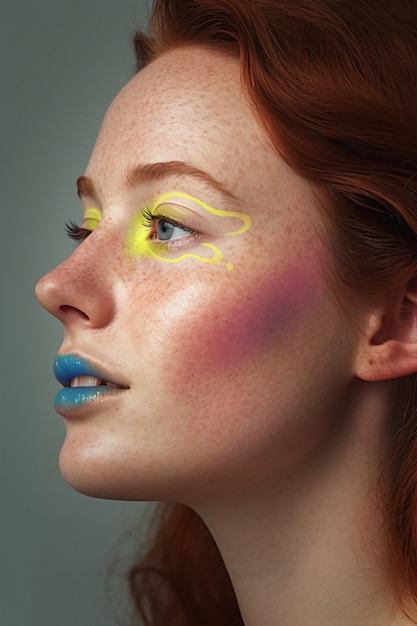 Retrato de mujer con maquillaje alegre