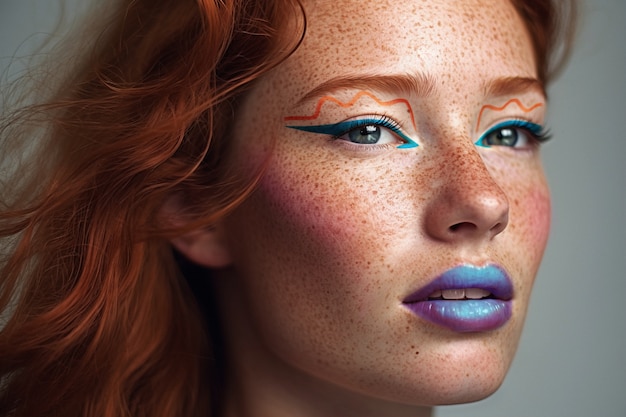 Retrato de mujer con maquillaje alegre