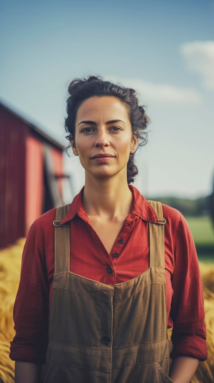 Foto gratuito retrato de una mujer milenaria que vive en el campo después de mudarse de la ciudad