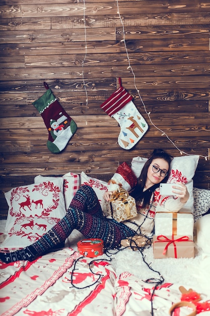 Retrato de mujer de Navidad