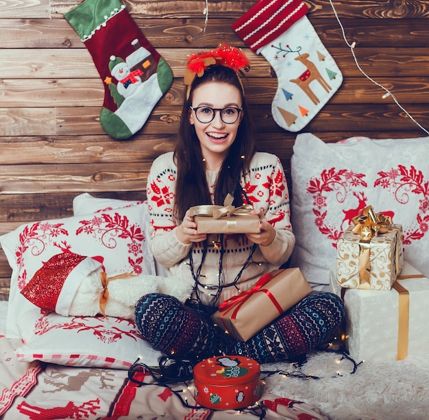 Retrato de mujer de Navidad