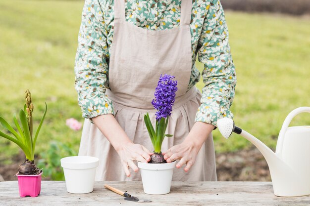 Retrato de mujer plantando