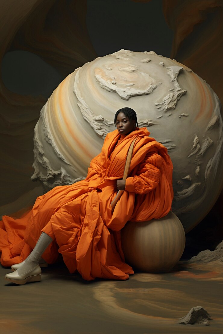 Foto gratuito retrato de una mujer que representa el signo del zodiaco de sagitario