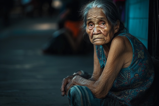 Foto gratuita retrato de una mujer triste y solitaria