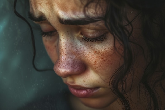 Foto gratuita retrato de una mujer triste y solitaria