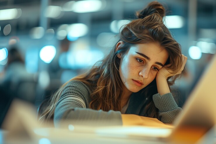 Foto gratuito retrato de una mujer triste y solitaria