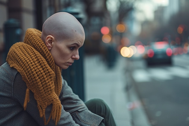 Foto gratuita retrato de una mujer triste y solitaria