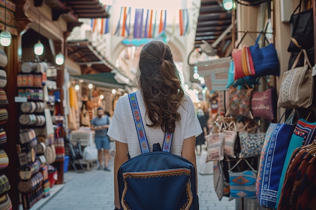 Foto gratuita retrato de una mujer visitando la lujosa ciudad de dubái