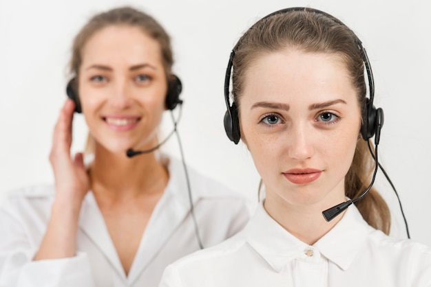 Retrato de mujeres de call center