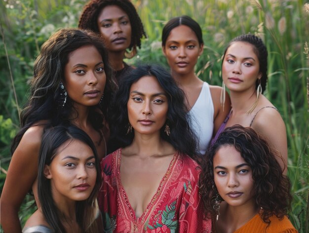 Retrato de mujeres diversas juntas