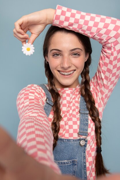 Retrato de niña adolescente de cerca