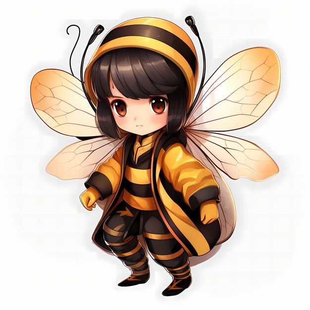 Retrato de una niña con un lindo disfraz de abeja