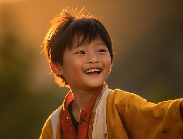 Foto gratuita retrato de un niño asiático sonriendo