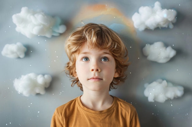 Retrato de un niño autista en un mundo de fantasía
