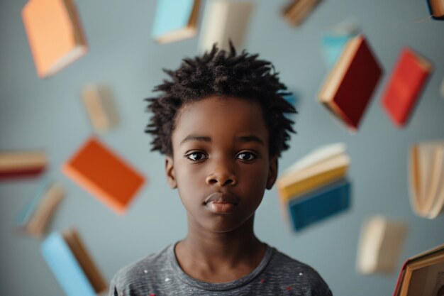 Retrato de un niño autista en un mundo de fantasía