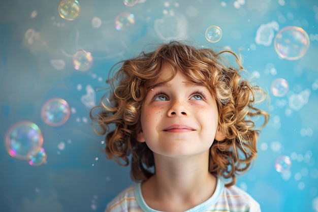 Retrato de un niño autista en un mundo de fantasía