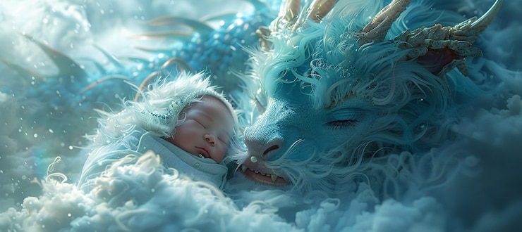 Foto gratuito retrato de un niño con un dragón de fantasía