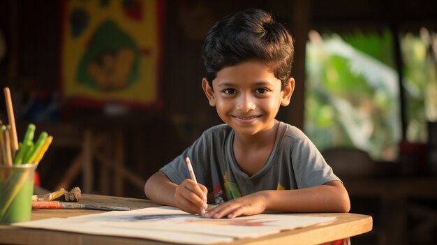 retrato, de, niño joven