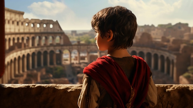 Foto gratuita retrato de un niño romano antiguo