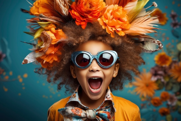 Foto gratuita retrato de niño sonriente con gafas de sol