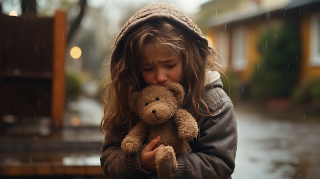 Foto gratuita retrato de un niño triste