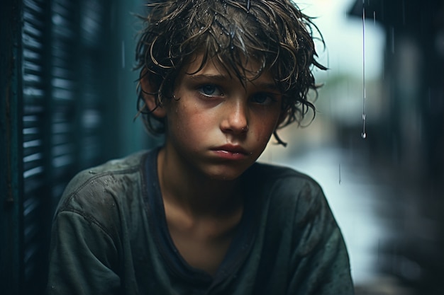 Retrato de un niño triste