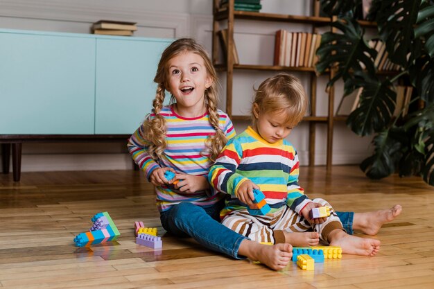 Retrato, niños, juego