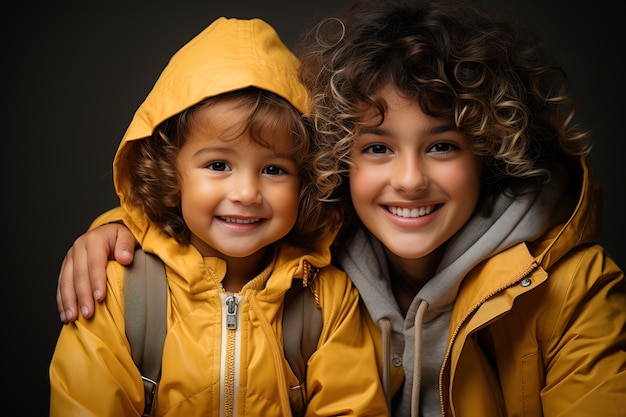 Retrato de niños vestidos de amarillo