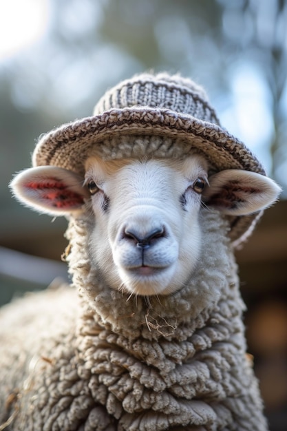 Foto gratuita retrato de una oveja con sombrero