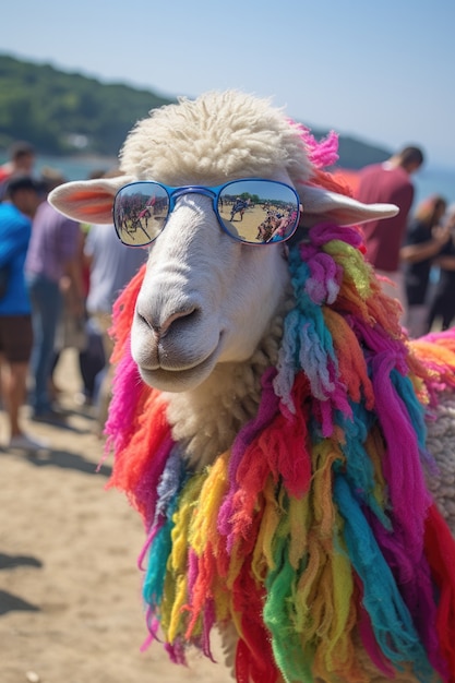 Foto gratuita retrato de ovejas en el festival