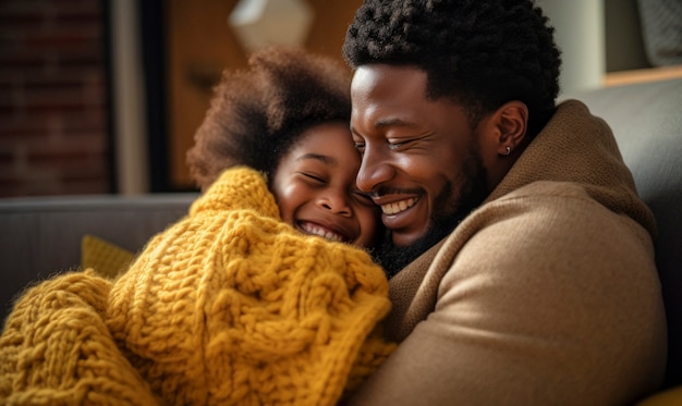 Foto gratuita retrato de un padre y su hijo felices