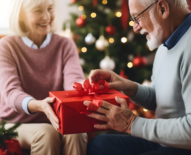 Retrato de una pareja celebrando la Navidad