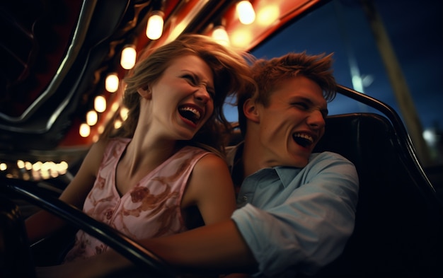 Foto gratuita retrato de una pareja divirtiéndose