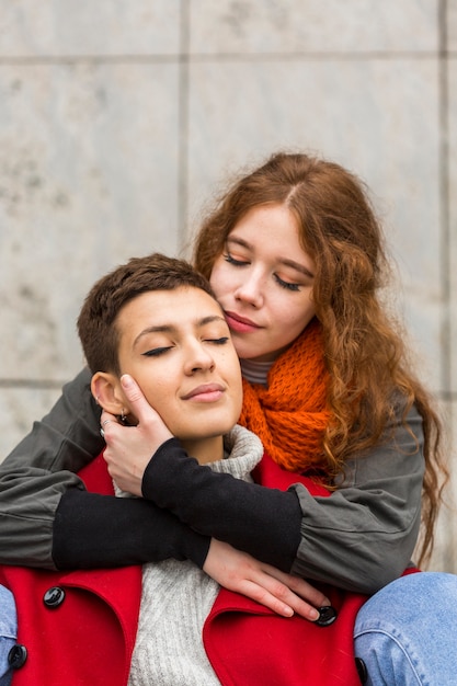 Retrato, de, pareja joven, juntos