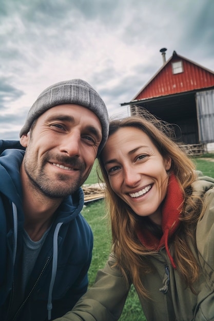 Retrato de una pareja milenaria que vive en el campo después de mudarse de la ciudad